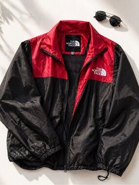 The North Face RedBlack Windbreaker Jacket| Lightweight Zip| Streetwear| Unisex